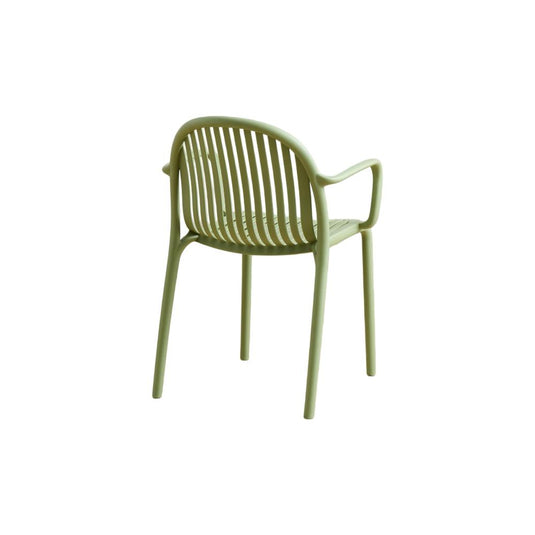 Set de 4 Sillas Marruecos con Brazos, Verde Olivo, con Espaldar en Rayas y Diseño Minimalista