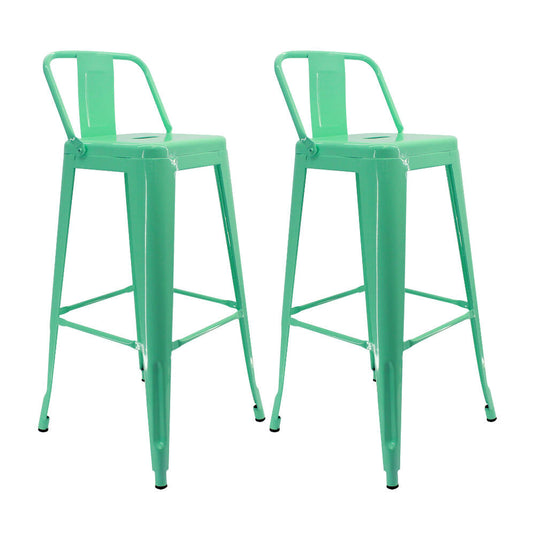 Kit x 2 Butaco Alto Tolix Con Espaldar Tipo Bar - Verde Menta