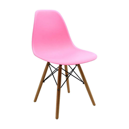 Kit por 2 sillas Eames Patas En Madera para comedor, sala, restaurante - Rosada