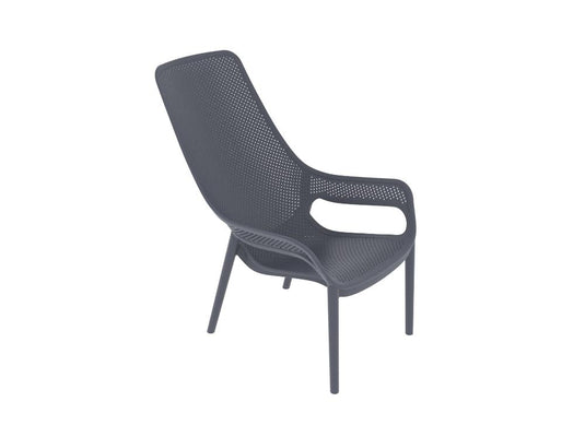 Silla Lounge Mayorca, Gris Oscuro, con espaldar y reposa brazos X2