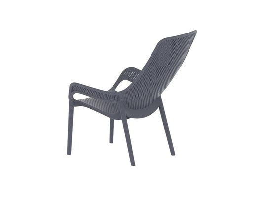 Silla Lounge Mayorca, Gris Oscuro, con espaldar y reposa brazos X4
