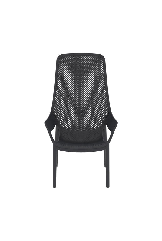Silla Lounge Mayorca, Negro, con espaldar y reposa brazos X4
