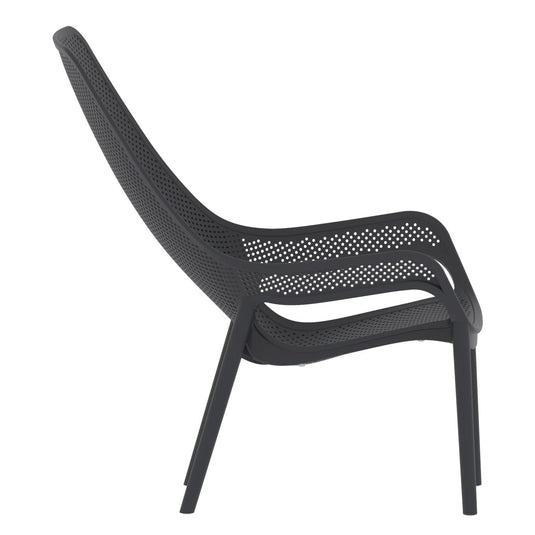 Set de 4 Sillas Lounge Mayorca, Negro, con Espaldar y Reposa Brazos