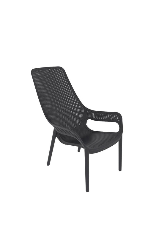 Silla Lounge Mayorca, Negro, con espaldar y reposa brazos X4