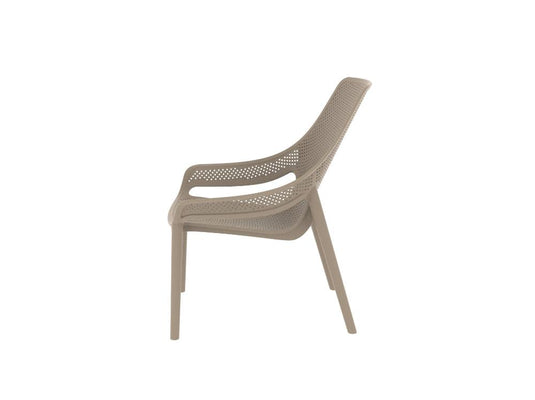 Silla Lounge Ibiza, Taupe, con espaldar y reposa brazos X2
