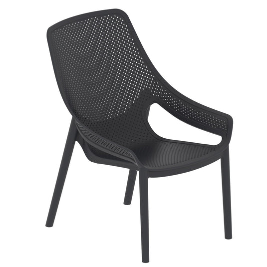 Set de 2 Sillas Lounge Ibiza, Negro, con Espaldar y Reposa Brazos