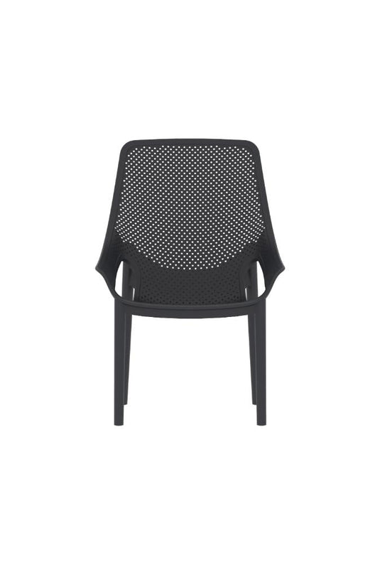 Silla Lounge Ibiza, Negro, con espaldar y reposa brazos X2
