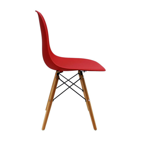 Kit por 2 sillas Eames Patas En Madera para comedor, sala, restaurante - Roja
