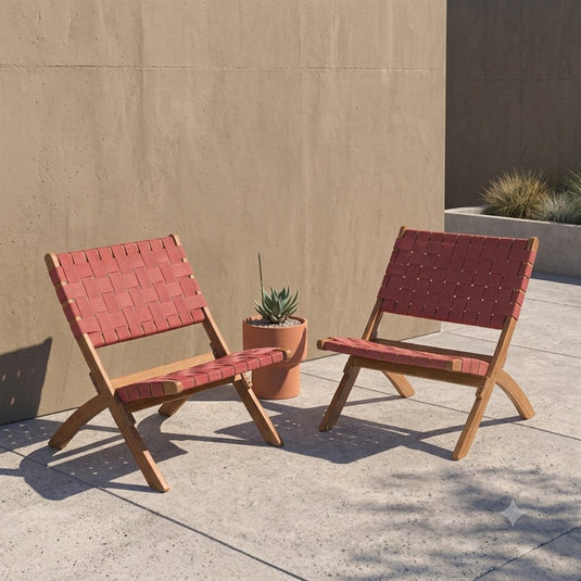 Set de 4 Sillas Plegable de Madera para Exterior Eris, Terracota, Diseño Fresco y Moderno