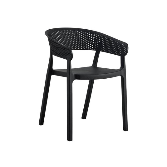 Set de 4 Sillas Manaos, Negro, con Espaldar Minimalista y Diseño Moderno