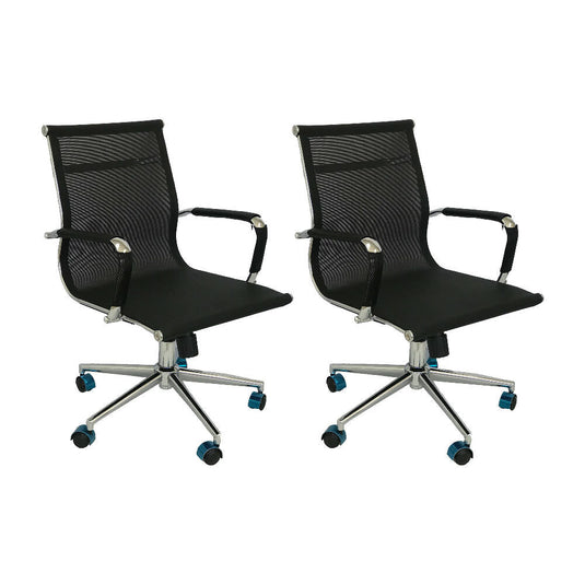 Kit Por 2 Silla Para Oficina Escritorio Baja - Negra