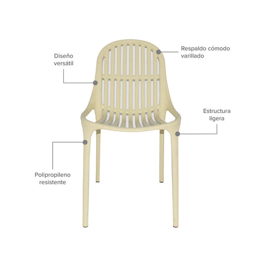 Silla Plástica Alteza, Beige