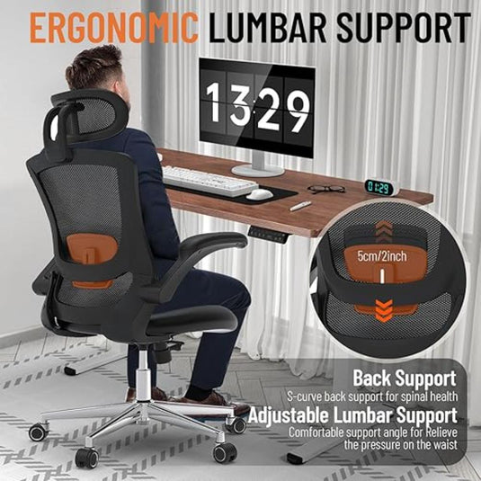 Silla De Oficina Ergonómica, BLURREY, Negro