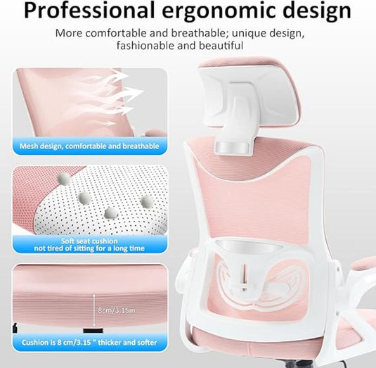 Silla De oficina Fizzin Rosada Ergonómica De 400 Libras