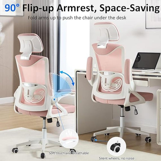 Silla De oficina Fizzin Rosada Ergonómica De 400 Libras
