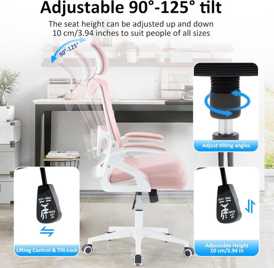 Silla De oficina Fizzin Rosada Ergonómica De 400 Libras