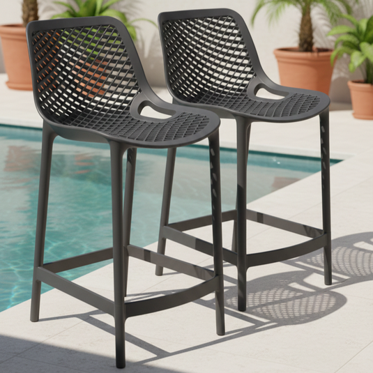 Silla para Bar Miame, Color Negro, con Reposa Pies Doble Proposito