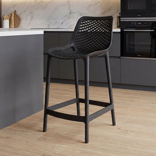 Silla para Bar Miame, Color Negro, con Reposa Pies Doble Proposito