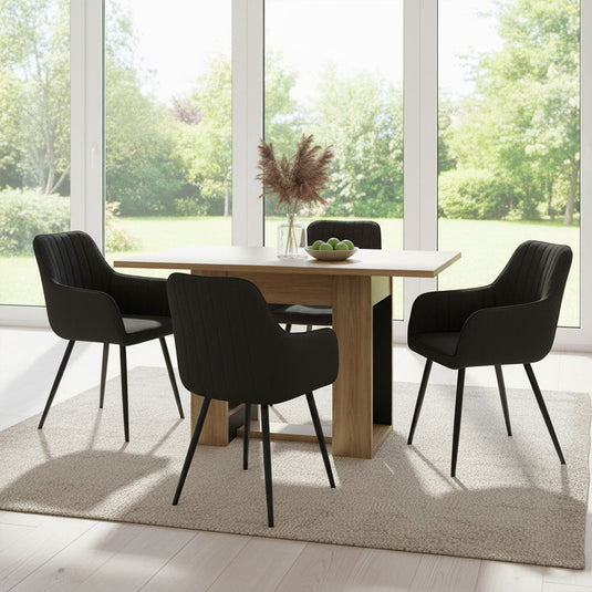 Set de 4 Sillas Neo, Color Negro, con Espaldar y Diseño Moderno