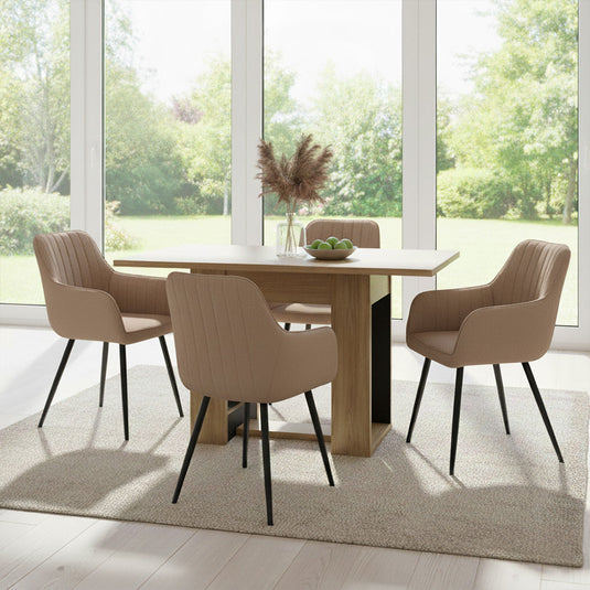 Set de 4 Sillas Neo, Color Marrón Oscuro, con Espaldar y Diseño Moderno