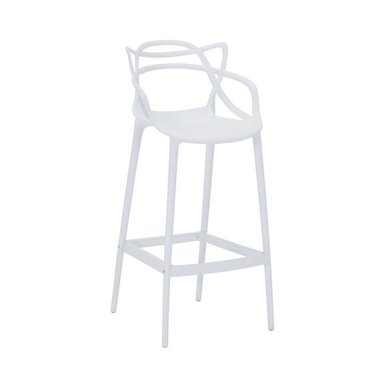 Silla para Bar Palermo, Blanco, con Reposa Pies Doble Propósito