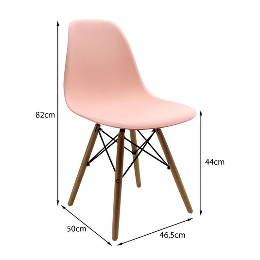 Kit por 6 sillas Eames Patas En Madera para comedor, sala, restaurante - Salmon