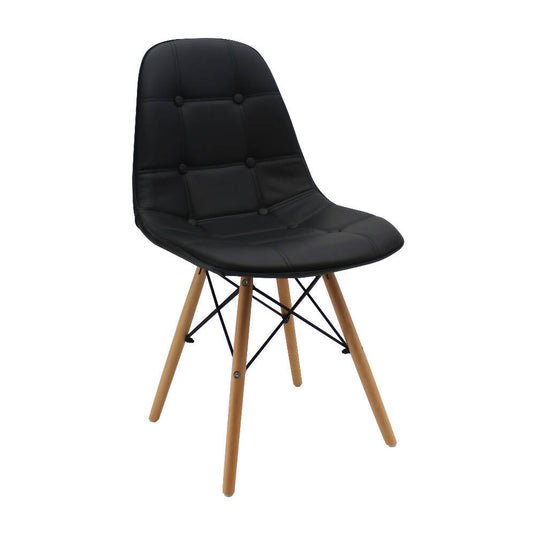 Kit por 4 Silla Botones Eames Acolchada - Negra