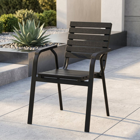 Sillas Comedor Exterior Rapel, Negro, con Cómodo Espaldar
