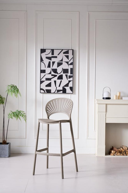 Silla para Bar Paraiso, Color Taupe, Diseño moderno X2