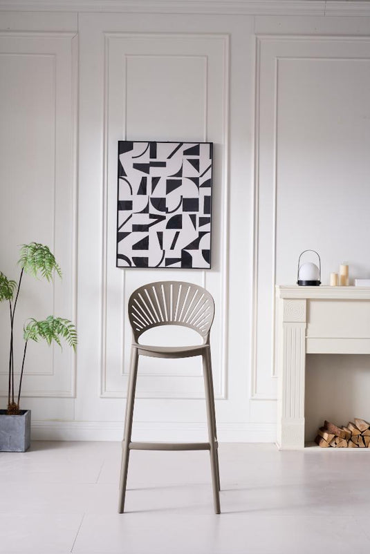 Silla para Bar Paraiso, Color Taupe, Diseño moderno X2