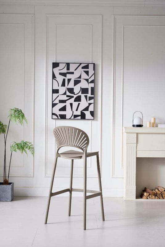 Silla para Bar Paraiso, Color Taupe, Diseño moderno X2