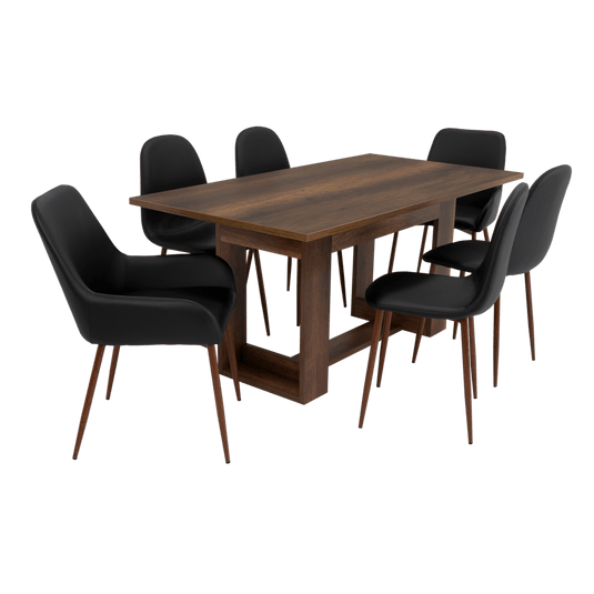 Combo Comedor Sonora, Cobre, Wengue y Café Claro, Incluye Comedor y 6 Sillas