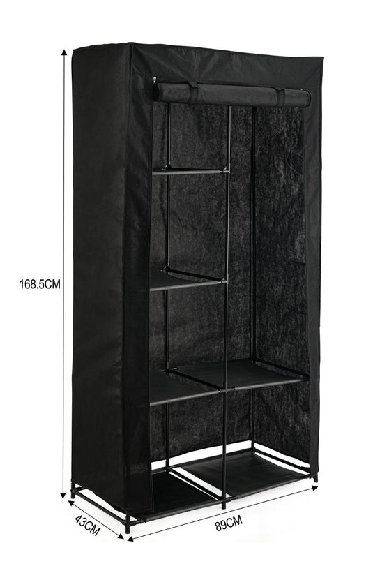Closet Organizador Ena, Negro, En tela con variedad de entrepaños