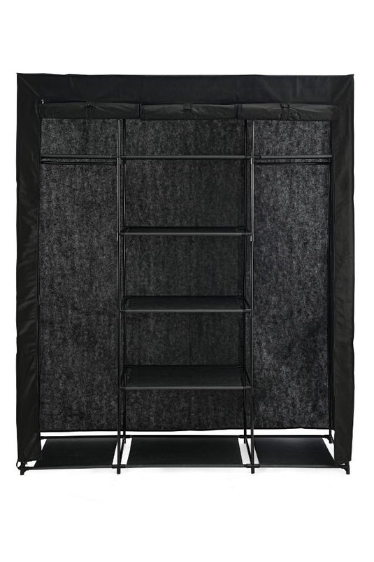Closet Organizador Erba, Negro, En tela con variedad de entrepaños centrales