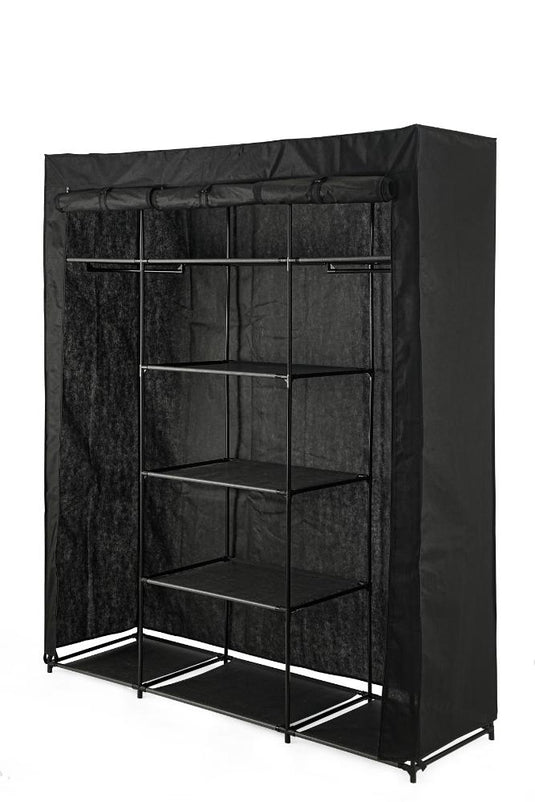 Closet Organizador Erba, Negro, En tela con variedad de entrepaños centrales