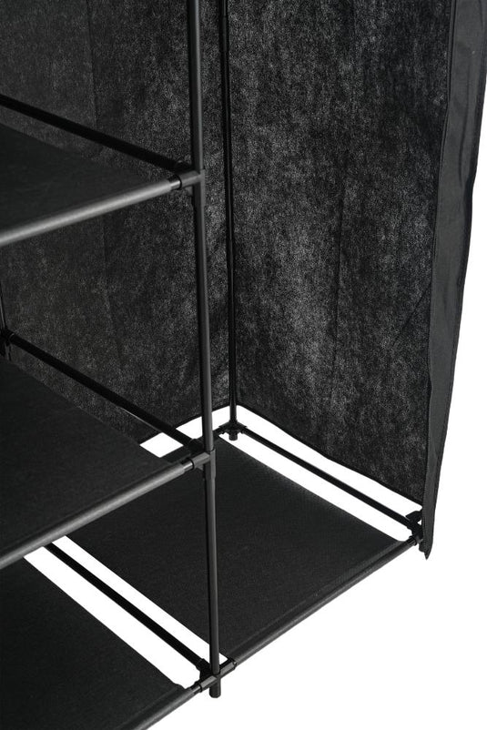 Closet Organizador Erba, Negro, En tela con variedad de entrepaños centrales