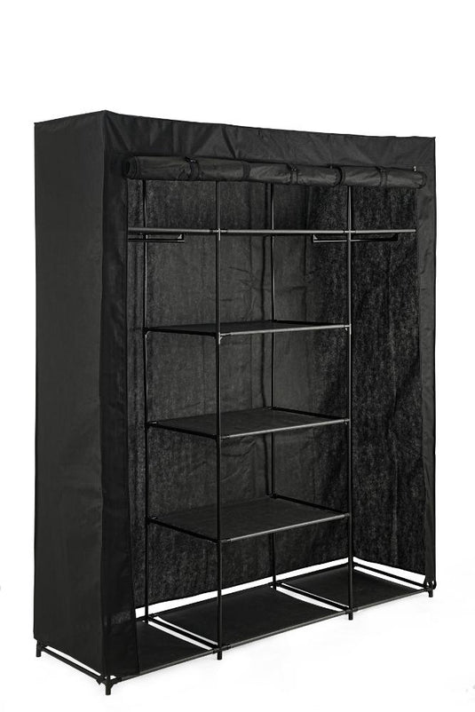 Closet Organizador Erba, Negro, En tela con variedad de entrepaños centrales