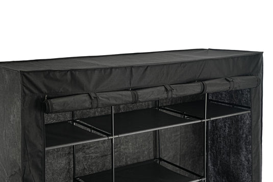 Closet Organizador Erba, Negro, En tela con variedad de entrepaños centrales