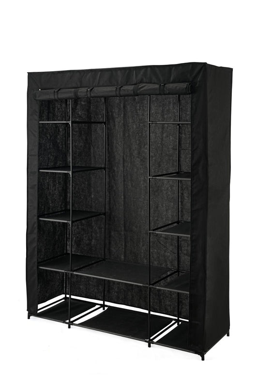 Closet Organizador Belo, Negro, En tela con variedad de entrepaños laterales