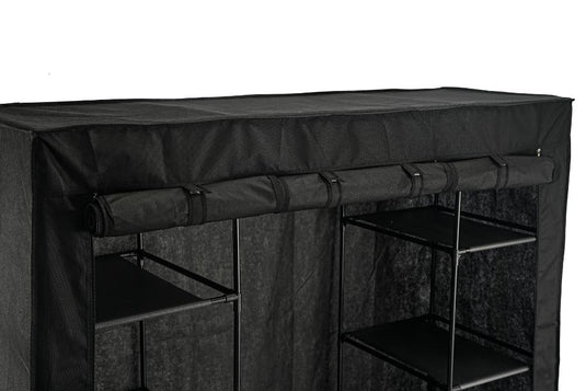 Closet Organizador Belo, Negro, En tela con variedad de entrepaños laterales