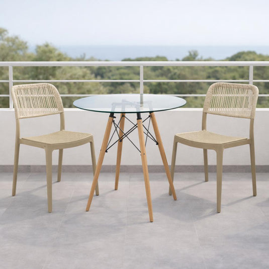 Set de 4 Sillas Austin, Color Taupe, con Espaldar Tejido