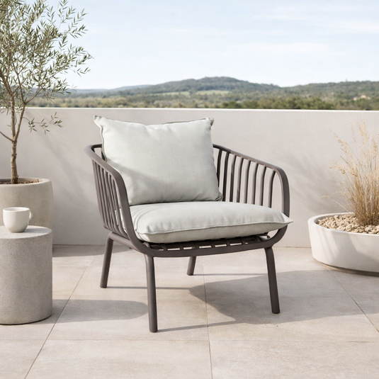 Sala de Exterior Sorrento, Color Taupe, con Cojines Beige, 4 Piezas