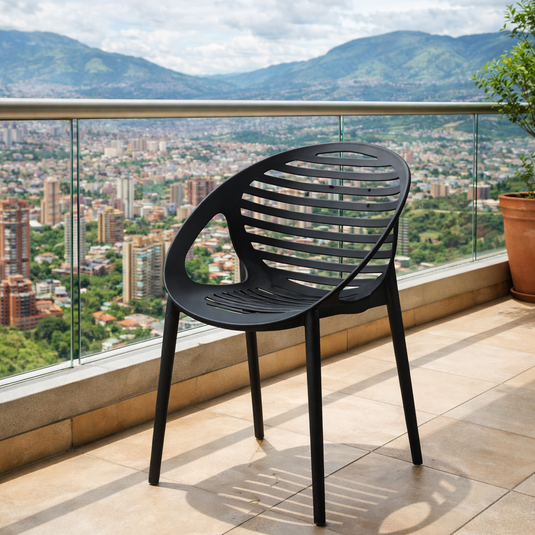 Silla Tokio con Brazos, Color Negro, con Espaldar y Diseño Moderno