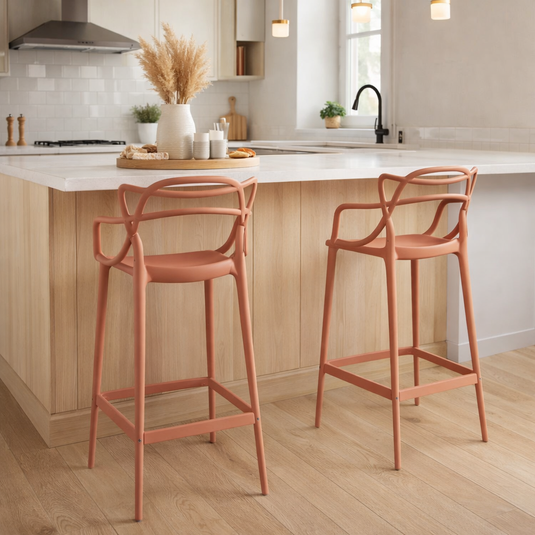 Silla para Bar Palermo, Terracota, con Reposa Pies Doble Propósito