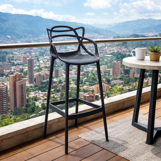 Set de 2 Sillas para Bar Palermo, Negro, con Reposa Pies Doble Proposito