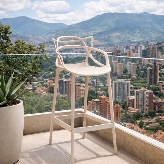 Silla para Bar Palermo, Taupe, con Reposa Pies Doble Propósito