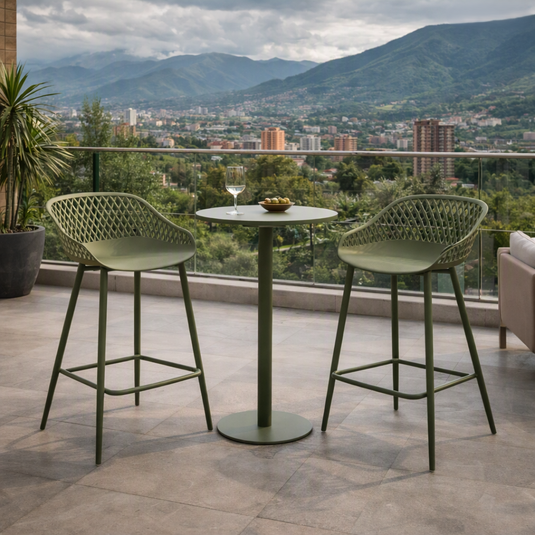Silla para Bar India, Color Verde, con Estructura Metálica