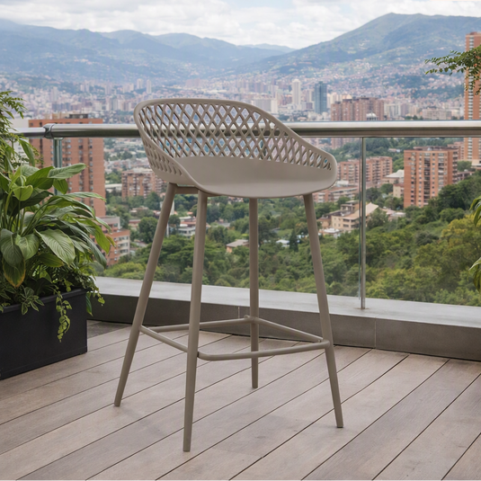 Silla para Bar India, Color Taupe, con Estructura Metálica