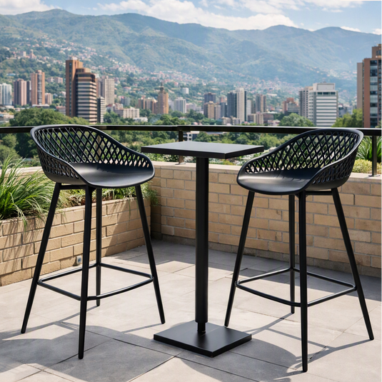 Set de 2 Sillas para Bar India, Color Negro, con Estructura Metálica