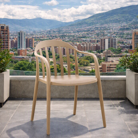 Silla con Brazos Delhi, Khaki, con Espaldar y Diseño Minimalista